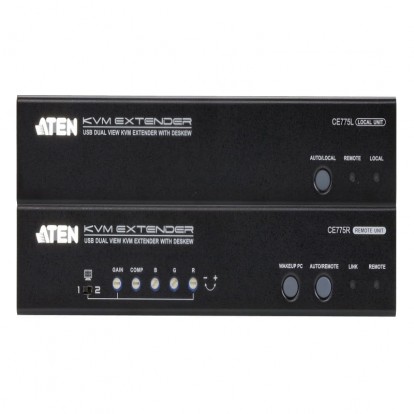 USB VGA Dual View Cat 5 KVM Extender with Deskew (1280 x 1024@300m)