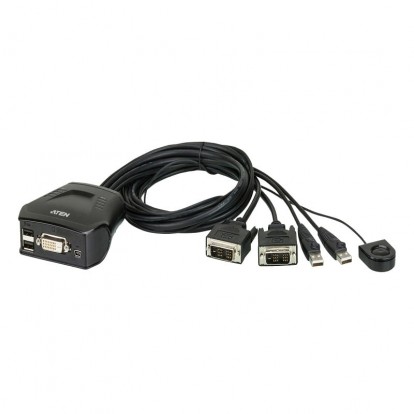 2-Port USB DVI Cable KVM Switch with Remote Port Selector