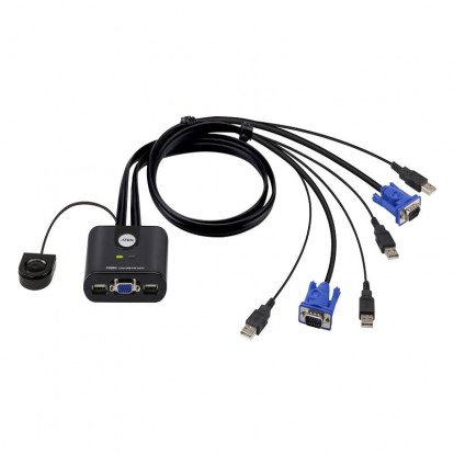 2-Port USB VGA Cable KVM Switch with Remote Port Selector